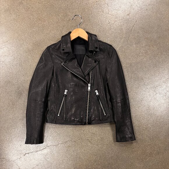 All Saints Dalby Leather Biker Jacket in Black Leather - Picture 6 of 9